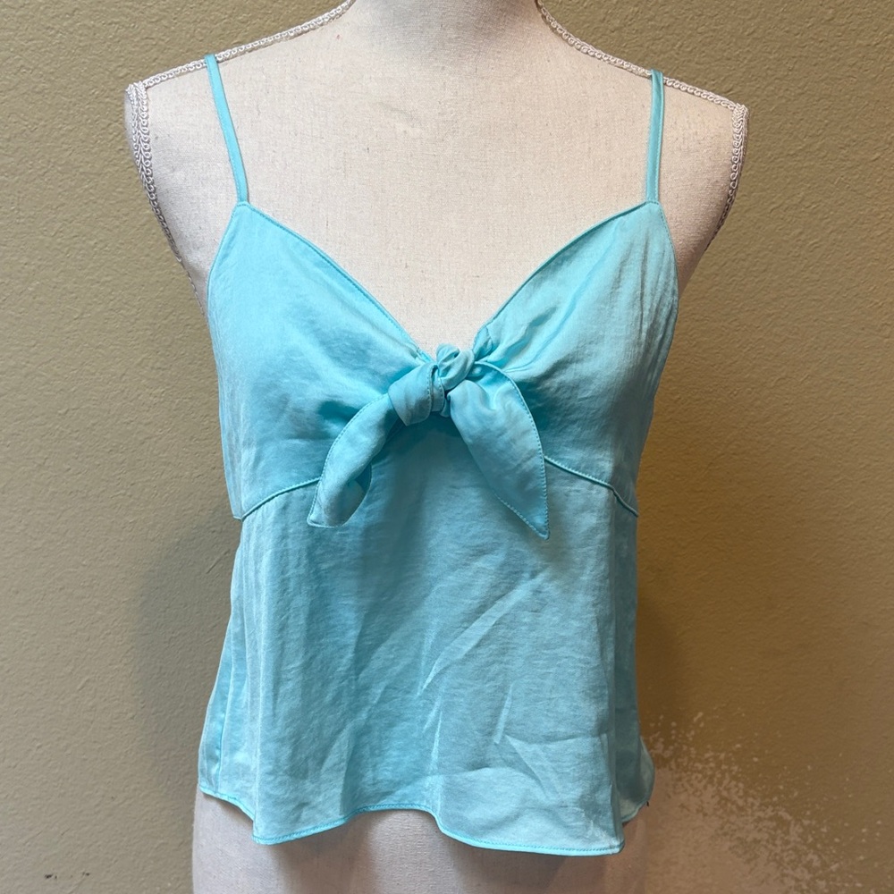 BP. Aqua Tie-Front Spaghetti Strap Camisole Top, Size M